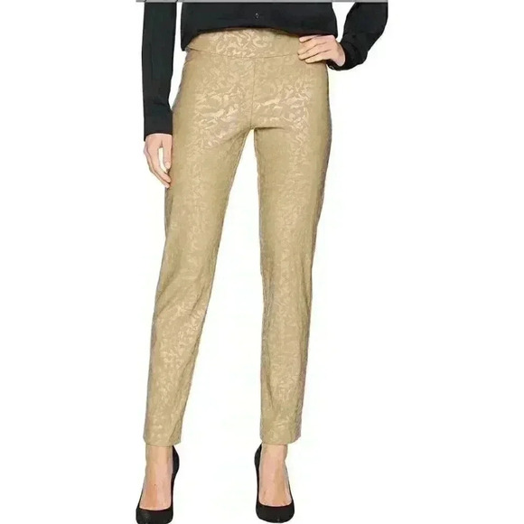 Krazy Larry Ankle Pants Sz 6 Tan Pull On Leopard Animal Print Mid Rise Stretch - Picture 1 of 9